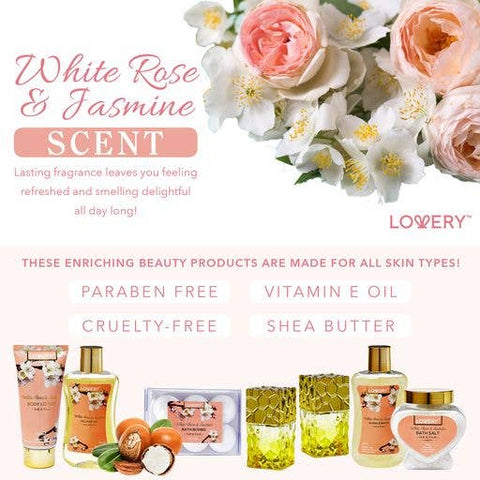 Bath & Body Gift Basket - White Rose - 13pc Perfume Set