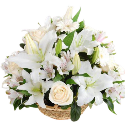 White Flower Baskets