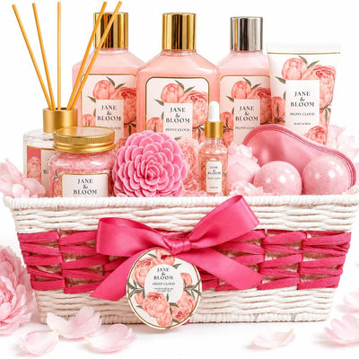 Peony Cloud Spa Gift Basket for Women – 13 Pieces