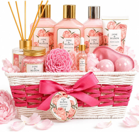Peony Cloud Spa Gift Basket for Women – 13 Pieces