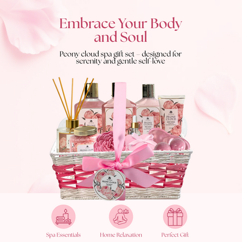 Christmas Spa Gift Basket - Peony Cloud - Premium Pink
